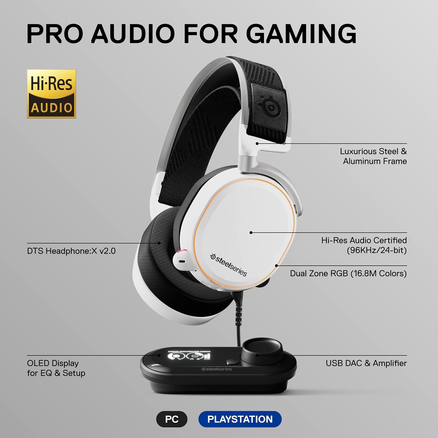 SteelSeries Arctis PRO + GameDAC - White SteelSeries Arctis PRO + GameDAC - White