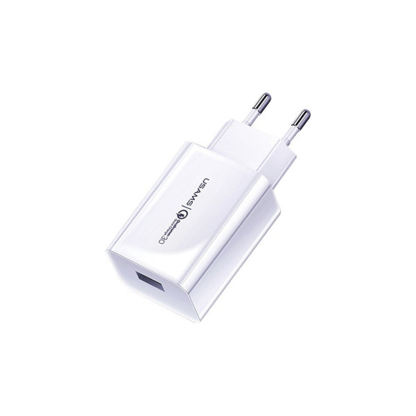 USAMS Charger USB 18W QC3.0 Fast Charging white